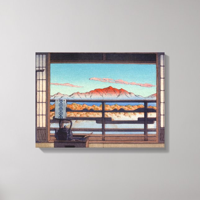 Morgon på Arayu Spa Shiobara av Kawase Hasui Canvastryck (Framsida)