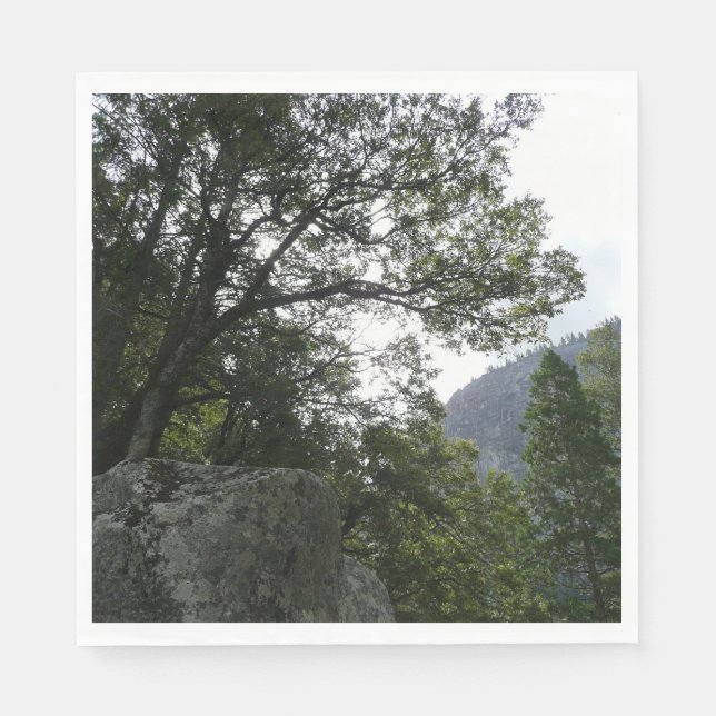 Morgon på leden till Vernal Falls i Yosemite Pappersservett (Framsidan)
