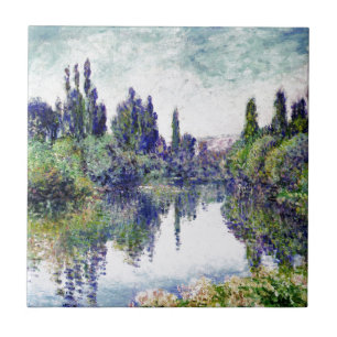 Morgon på Seinen, nära Vetheuil - Claude Monet Kakelplatta