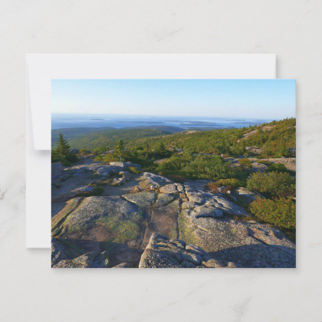 Morgon på toppen av Cadillac Mountain i Acadia (Framsida)