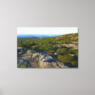 Morgon på toppen av Cadillac Mountain i Acadia Canvastryck