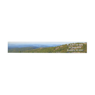 Morgon på toppen av Cadillac Mountain i Acadia Etikettband