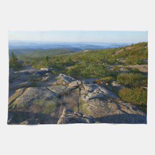 Morgon på toppen av Cadillac Mountain i Acadia Kökshandduk