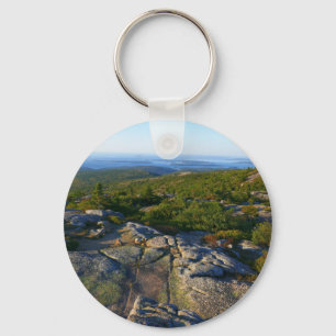 Morgon på toppen av Cadillac Mountain i Acadia Nyckelring