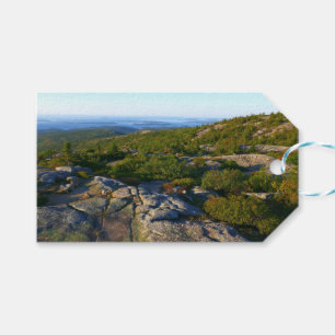 Morgon på toppen av Cadillac Mountain i Acadia Presentetikett