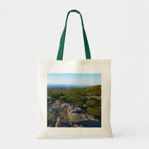 Morgon på toppen av Cadillac Mountain i Acadia Tygkasse