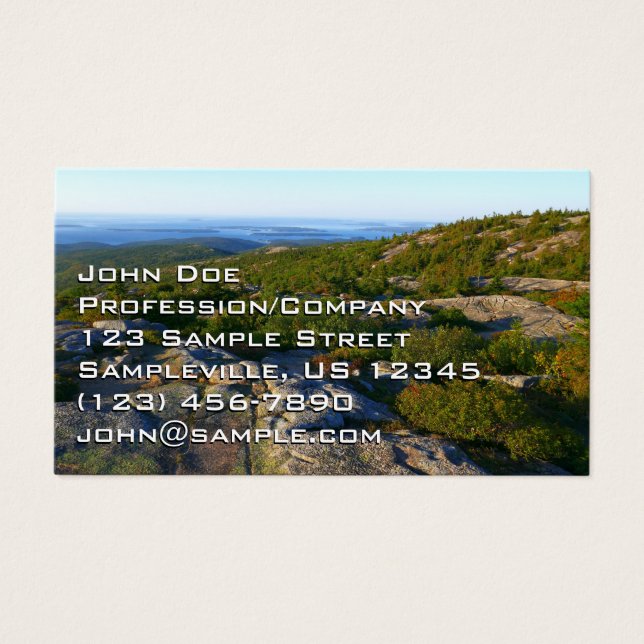 Morgon på toppen av Cadillac Mountain i Acadia Visitkort (Framsidan)
