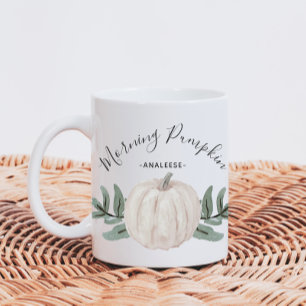 Morgon Pumpa Akvarell Pumpa med Namn Kaffemugg