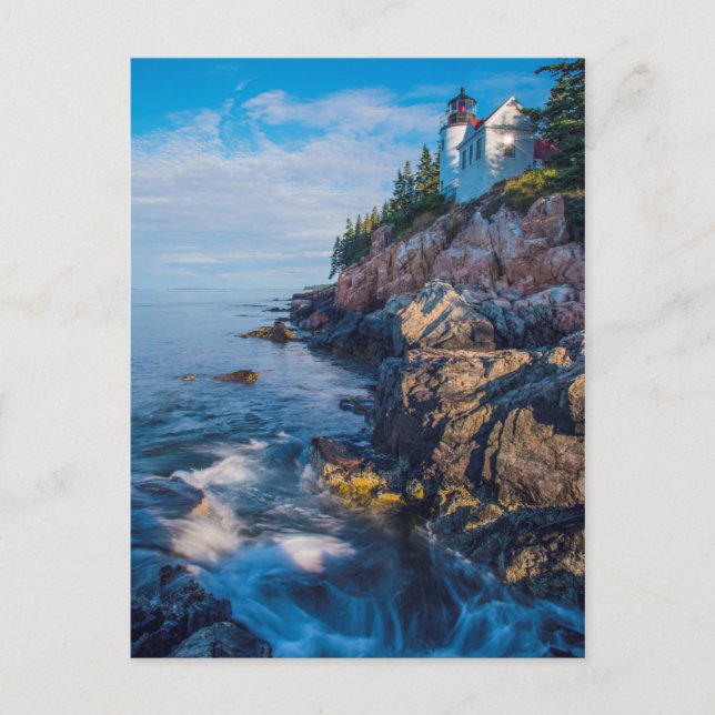 Morgon Sol vid Bass Harbour Lighthouse Vykort (Framsida)