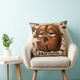 Morgon, sömnig kaffeböna rolig relaterbar kaffe kudde
