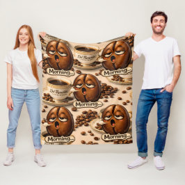 Morgon sömnig kaffeböna rolig upprepad mönster fleecefilt