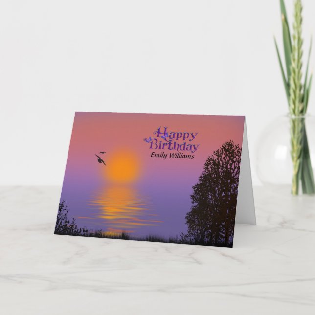 Morgon Sunrise Birthday med namn Kort (Framsida)