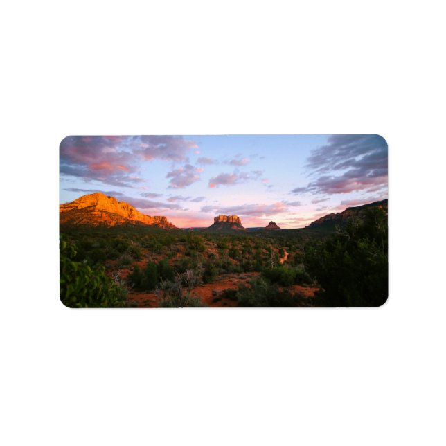 Morgon Sunrise Sedona Arizona Desert Adressetikett (Framsidan)