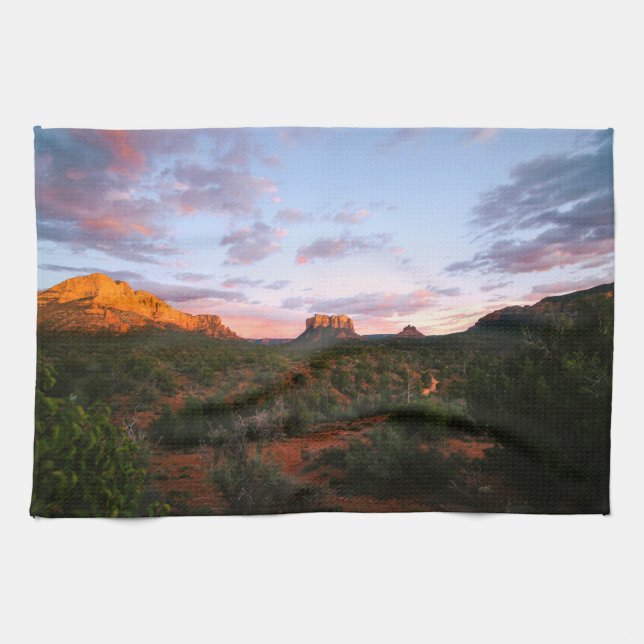 Morgon Sunrise Sedona Arizona Desert Kökshandduk (Horisontell)
