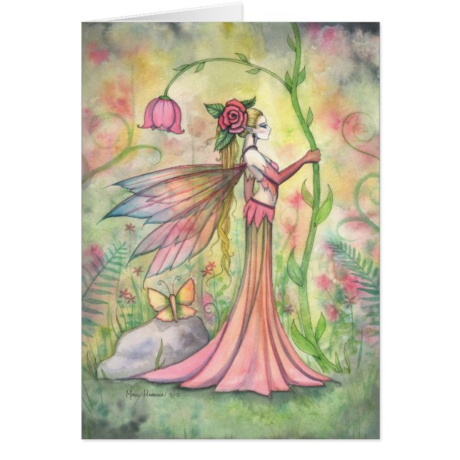 Morgon Sunshine Fantasy Flower Fairy Art Hälsningskort (Framsidan)