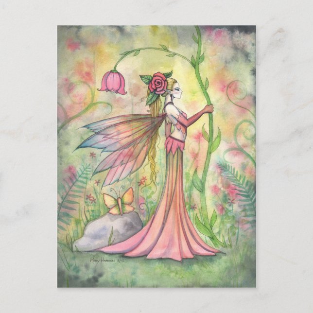Morgon Sunshine Flower Fairy Art Fantasy Vykort (Framsida)