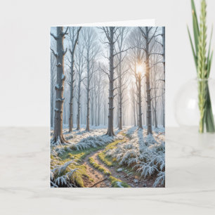 Morgon Sunshine in Frosty Forest Kort