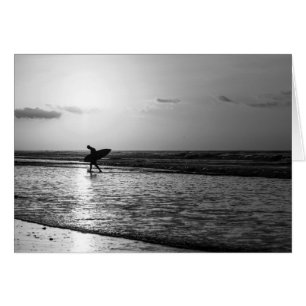 Morgon Surfer Grayscale Hälsningskort