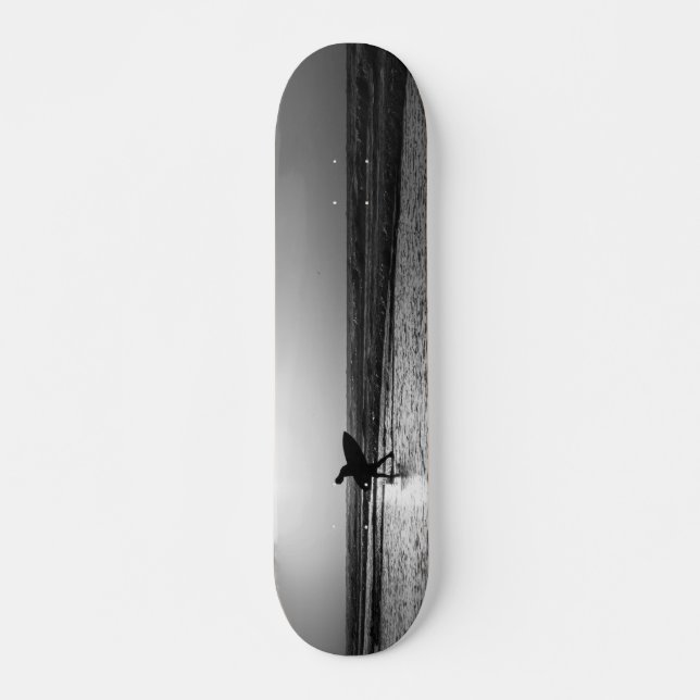 Morgon Surfer Grayscale Old School Skateboard Bräda 18 Cm (Framsida)