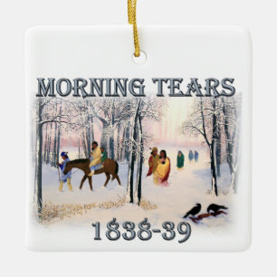 Morgon Tårar skildrar Cherokee Trail från 1838-3 Julgransprydnad Keramik