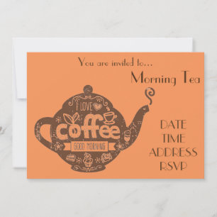 Morgon Tea kaffedatum kafé party Inbjudningar