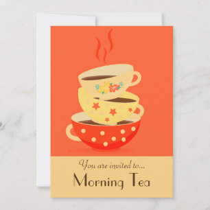 Morgon Tea retro kopp party Inbjudningar