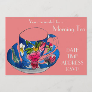 Morgon Tea retro vintage te kopp cafe party Inbjudningar