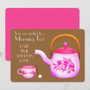 Morgon Tea retro vintage te pot cafe party Inbjudningar