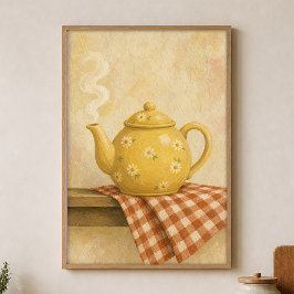 Morgon Teapot Vattenfärg Cottagecore Konstaffisch Poster