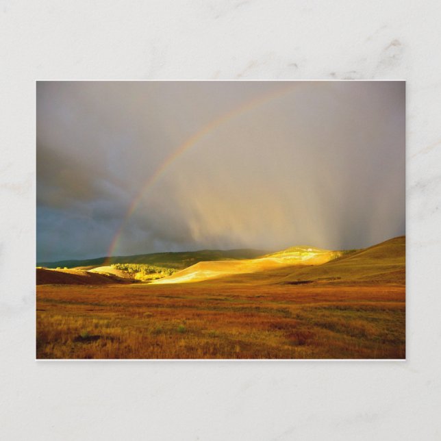Morgon Thunderstorm Mountain Rainbow Vykort (Framsida)