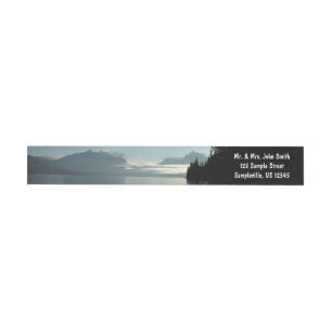 Morgon vid Lake McDonald i Glacier National Park Etikettband