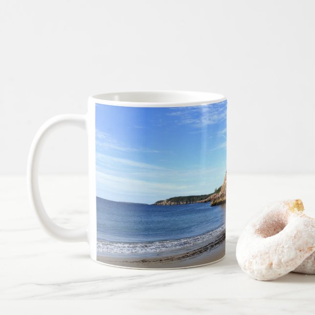 Morgon vid Sand Beach Kaffemugg (Med munk)