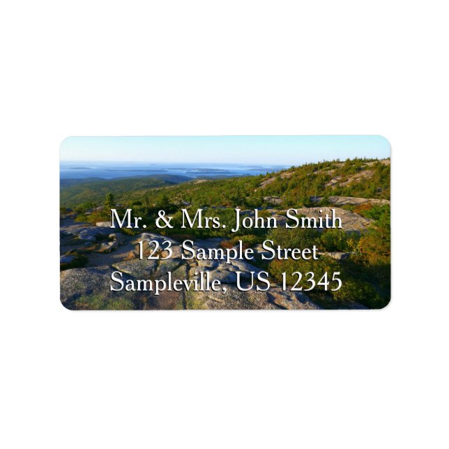 Morgonatop Cadillac Mountain i Acadia Adressetikett (Framsidan)
