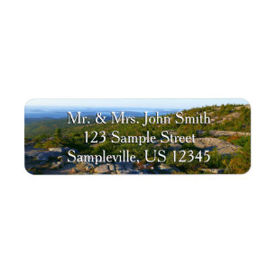 Morgonatop Cadillac Mountain i Acadia Returadress Etikett