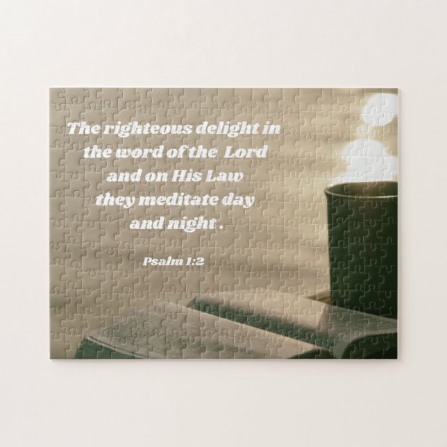 Morgonbibelstudie Psalm 1 Bible Verse Pussel (Horisontell)