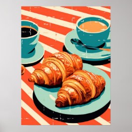 Morgonbliss: Croissants och Coffee Poster