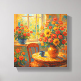 Morgonbliss - Färgfull Blommigt Canvas