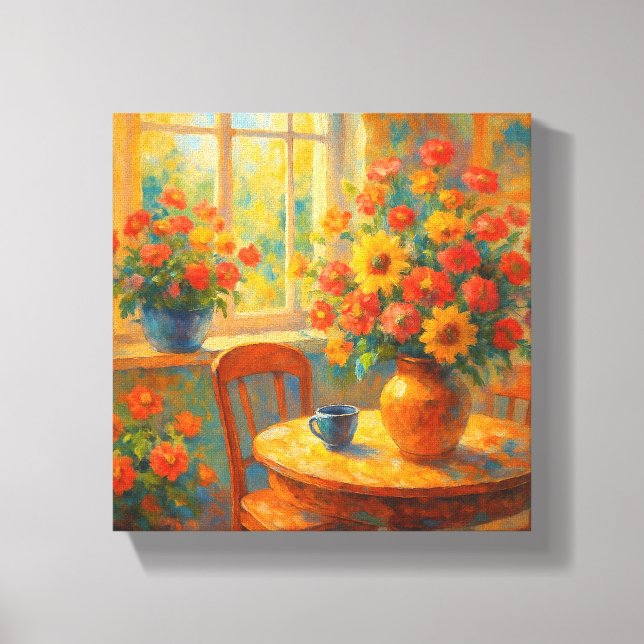 Morgonbliss - Färgfull Blommigt Canvas (Framsida)