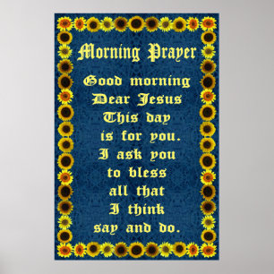 Morgonbön i en solrosram poster