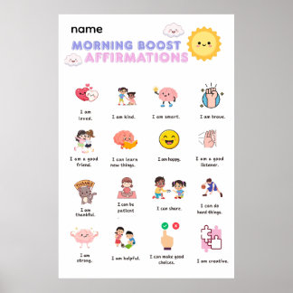 Morgonboostande bekräftelsekonst för väggar poster