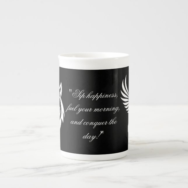 Morgonboostande mugg benporslin mugg (Framsidan)