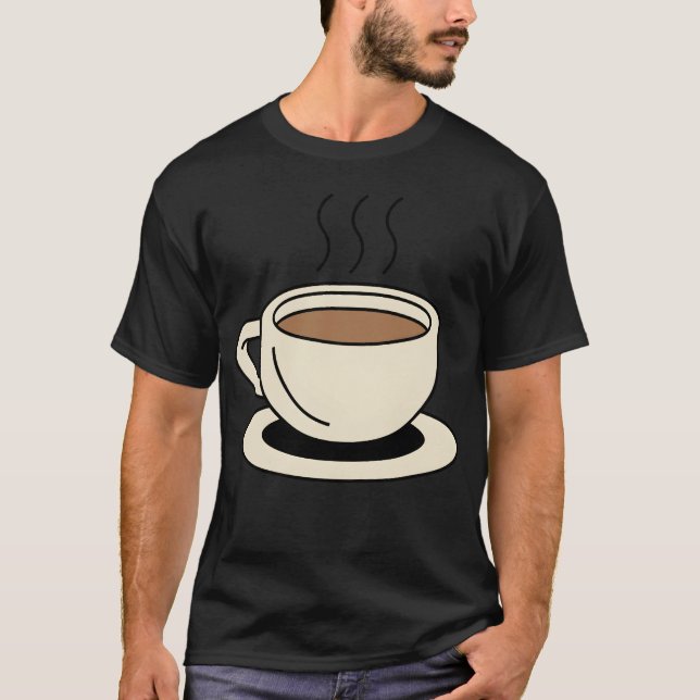 Morgonbryggd kopp illustration retro t shirt (Framsida)