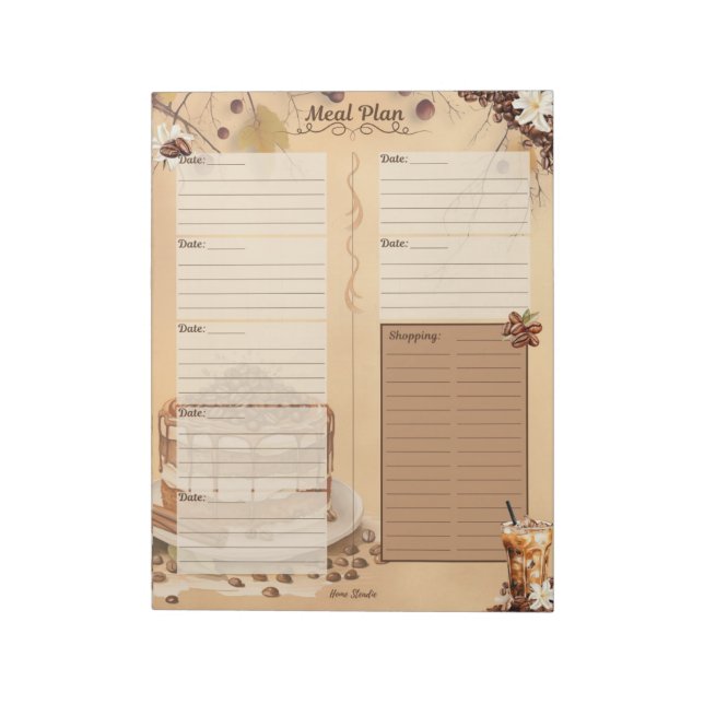 Morgonbryggning 7 Dagars Måltidsplanering Avrivbar Anteckningsblock (Roterad)