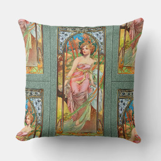 Morgondagen efter Alphonse Mucha Dekorativ kudde