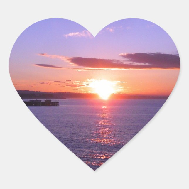 Morgondagens soluppgång hjärtformat klistermärke (Framsida)