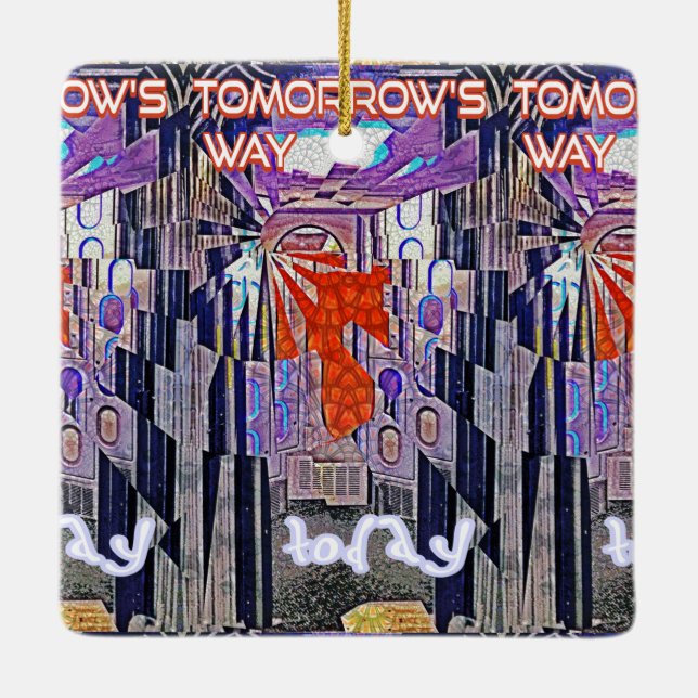 Morgondagens teknik Retro Future Art Julgransprydnad Keramik (Baksida)