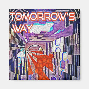 Morgondagens teknik Retro Future Art Magnet