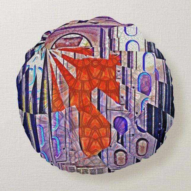 Morgondagens teknik Retro Future Art Rund Kudde (Baksidan)