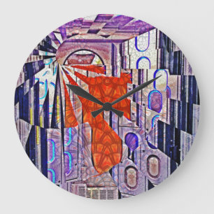 Morgondagens teknik Retro Future Art Stor Klocka