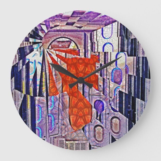 Morgondagens teknik Retro Future Art Stor Klocka (Framsida)